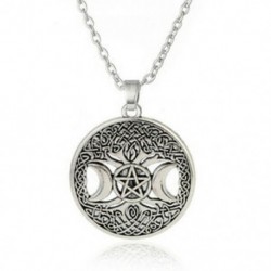 Hármas hold istennő Wicca Pentagram Magic Amulet nyaklánc Női fa hold