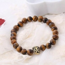 Tiger Eye Gold - Karkötő kézzel készített természetes drágakő gyöngyök kerek nyújtó gyógyító reiki 8mm