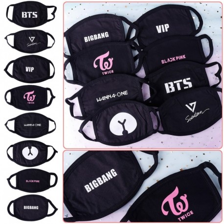 Fekete szájmaszk választható mintával - KPOP - BTS - WANNA ONE - SEVENTEEN