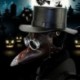 Fekete - pestis doktor gótikus Steampunk műbőr felső kalap sapka álarc kosztüm