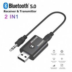 2 IN 1 USB Bluetooth 5.0 audio vevő 3,5 mmes Aux Car vezeték nélküli adóadapter TV autós PC