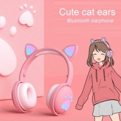 Bluetooth fejhallgató aranyos LED macska fül lány ajándék gyerek fejhallgató vezeték
