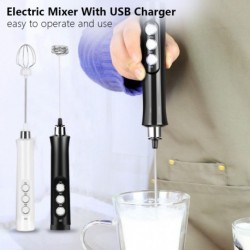 USB újratölthető turmixgép 3 sebességes állítható tejhabosító kézi rozsdamentes