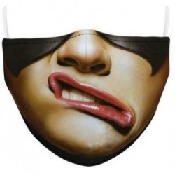 Tervezés-61 - Mosható arcmaszk fél arc koponya száj Mark HipHop Cospaly Party One Size Mask0
