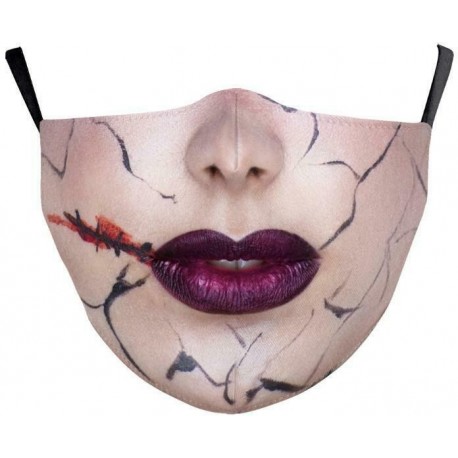 * 16 - Vicces mosható arcmaszk fél arc száj Mark HipHop Cospaly Party One Size Bib 1