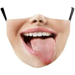 * 24 - Vicces mosható arcmaszk fél arc száj Mark HipHop Cospaly Party One Size Bib