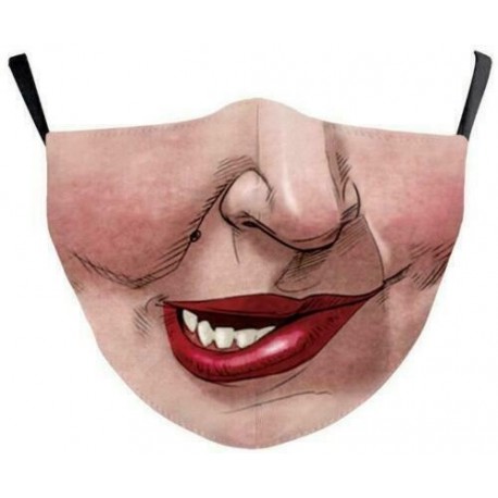 * 69 - Vicces mosható arcmaszk fél arc száj Mark HipHop Cospaly Party One Size Bib