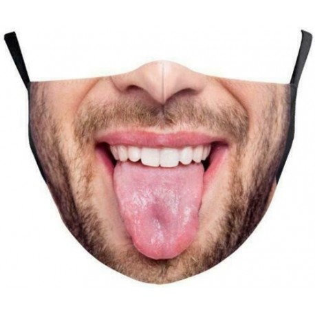 * 28 - Vicces mosható arcmaszk fél arc száj Mark HipHop Cospaly Party One Size Bib