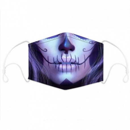 Lila varrat - Vicces mosható arcmaszk fél arc száj Mark HipHop Cospaly Party One Size Bib