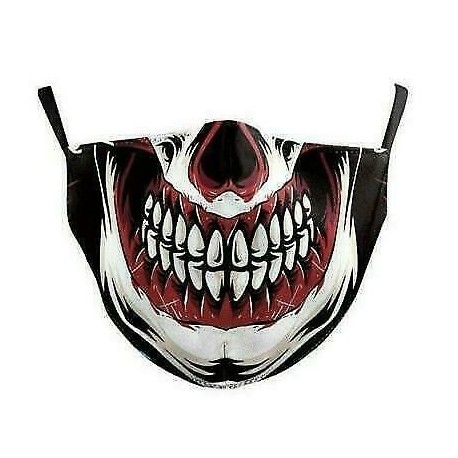 Véres koponya - Nők Férfi Gyerekek 3D Funny Mouth Mark Cover Facemask Mosható Hip Hop Party MagicB