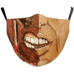 * 43 - Mosható arcmaszk fél arc koponya száj Mark HipHop Cospaly Party One Size Mask0