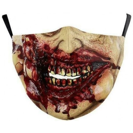 * 132. - Mosható arcmaszk fél arc koponya száj Mark HipHop Cospaly Party One Size Mask0