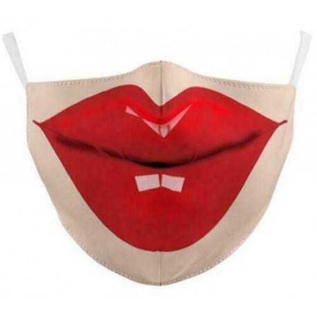 * 198 - Unisex Halloween 3d Funny Mouth Mark Cover Facemask Mosható Hip Hop Party Magic
