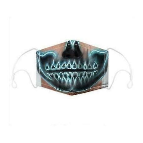Röntgen koponya - Mens Womens Kids 3D Funny Mouth Mark Fabric Facemask Mosható Party Magic Gothic