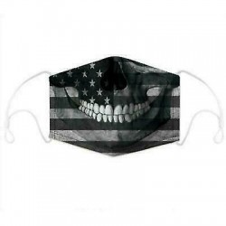 Furcsa koponya és USA zászló - Mens Womens Kids 3D Funny Mouth Mark Fabric Facemask Mosható Party Magic Gothic
