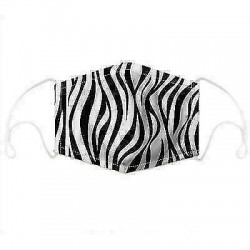 Fekete-fehér zebra nyomtatva - Mens Womens Kids 3D Funny Mouth Mark Fabric Facemask Mosható Party Magic Gothic
