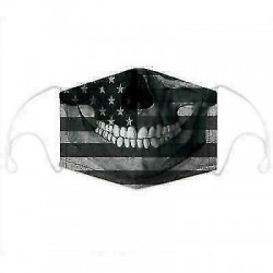 Furcsa koponya és USA zászló - Mens Womens Kids 3D Funny Mouth Mark Fabric Facemask Mosható Party Magic Gothic
