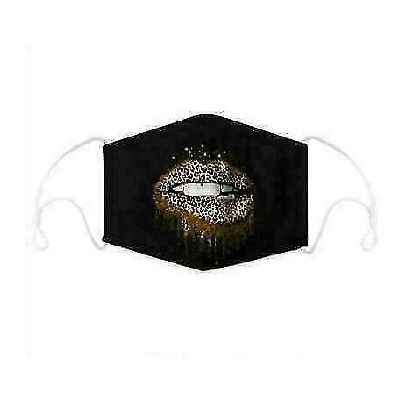 Arany flitteres leopárd ajak - Mens Womens Kids 3D Funny Mouth Mark Fabric Facemask Mosható Party Magic Gothic