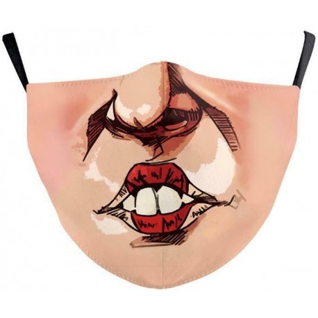 * 133 - Mosható arcmaszk fél arc koponya száj Mark HipHop Cospaly Party One Size Mask0