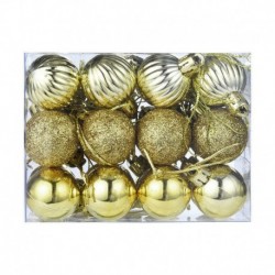 Arany - 24X Glitter Xmas Tree Hanger Baubles díszgömbök karácsonyi dekoráció törésálló