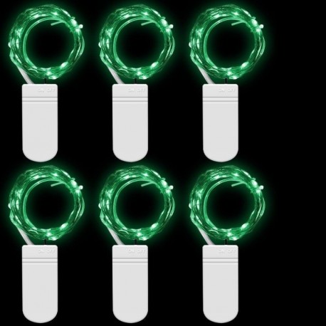 Zöld - 6Pk 20LED akkumulátorral működtetett mikrorizs huzal réz tündér húrlámpák karácsonyra