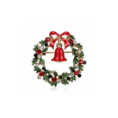 47-Bell Garland - Karácsonyfa hóember szarvas harang zománc bross tű Xmas Party divat ékszerek