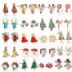 38-karácsonyfa - Karácsonyi kristály zománc fülbevalók Dangle Stud Hook Charms Xmas Party női ajándék