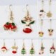 38-karácsonyfa - Karácsonyi kristály zománc fülbevalók Dangle Stud Hook Charms Xmas Party női ajándék