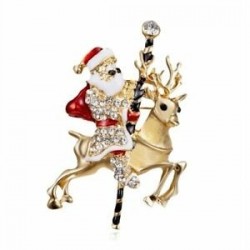 24-Mikulás és jávorszarvas - 2020 karácsonyfa kristályos Mikulás hópehely Jingle Bell zománc bross tű