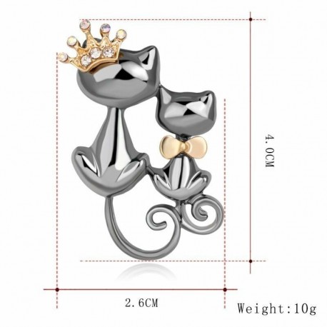 Double Cat - Vintage állat macska madár sellő kristály gyöngy bross tű karácsonyi ékszer ajándék