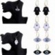 Szív - Akrilgyanta gonosz szemhorgos fülbevaló kék szemcsepp dangle stud női szerencsés karácsony