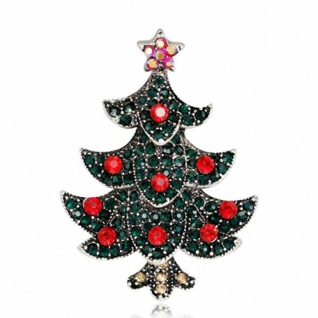 Ezüst pagodafa - Kristály strassz zománc karácsonyfa bross csapok Charm női ékszer ajándék