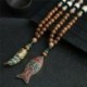 Nepáli biztonsági csat - Retro Nepál buddhista Mala gyöngy medál nyaklánc hosszú pulóver lánc női karácsony