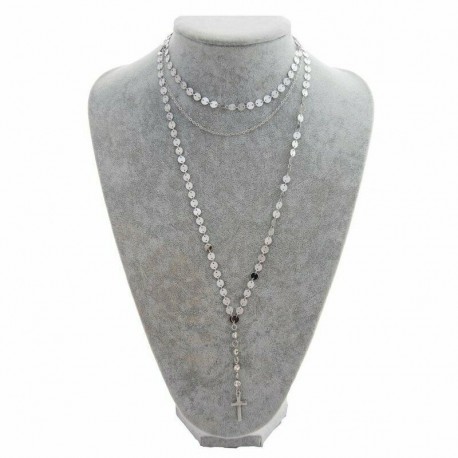 Ezüst kereszt - Aranylánc többrétegű flitterekkel Choker nyaklánc kereszt medál choker nők karácsony