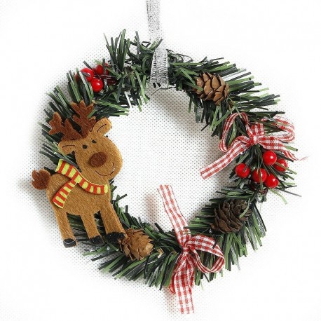 B: jávorszarvas (koszorú) - Mini Karácsonyi koszorú fali ajtó függő dísz Garland Xmas Party Deco szia
