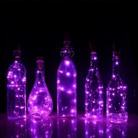 Lila - 10 LED-es szőlős borosüveg parafa alakú húr Fairy Light éjszakai lámpa Xmas Party hi