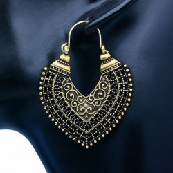 Arany 3 - Boho női ékszer ünnepi cigány törzsi etnikai mandala üreges karika fülbevaló ajándék