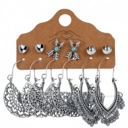 5Páros / 4. szett - Divat bohém Boho etnikai csüngő horog fülbevaló szett női retro ékszerek