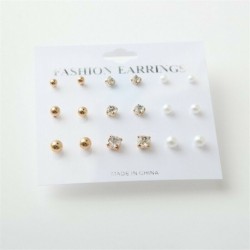 Gyöngy kristály kerek (9 pár) - 6pár Boho bojt kristály gyöngy fülbevaló szett női fülbevaló csüngő ékszer