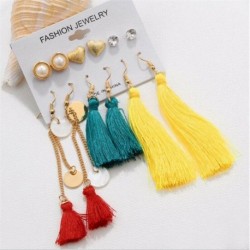 Gyöngy kristály bojt (6 pár) - 6pár Boho bojt kristály gyöngy fülbevaló szett női fülbevaló csüngő ékszer