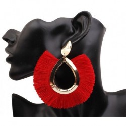 Piros - Vintage divat bohém béren kívüli Boho hosszú bojt kampós fülbevalók nőknek