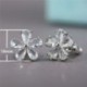 Arany - 7Colors Flower Stud fülbevaló nők ezüstözött ékszerek köbös cirkónium pár / készlet