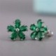 Arany - 7Colors Flower Stud fülbevaló nők ezüstözött ékszerek köbös cirkónium pár / készlet