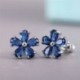 Arany - 7Colors Flower Stud fülbevaló nők ezüstözött ékszerek köbös cirkónium pár / készlet