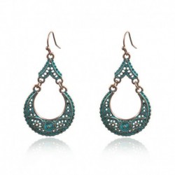 * 24 - Vintage Boho etnikai bojt fülbevalók türkiz gyöngyökkel horog női füllengő ajándék