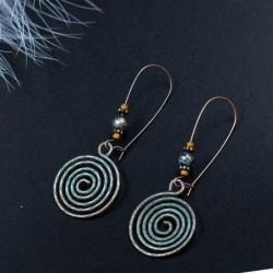 * 37 - Vintage Boho etnikai bojt fülbevalók türkiz gyöngyökkel horog női füllengő ajándék