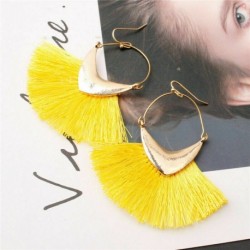 * 04 Sárga - 2020 női bohém fülbevaló hosszú bojt rojt Boho Dangle Stud fülbevaló ékszerek