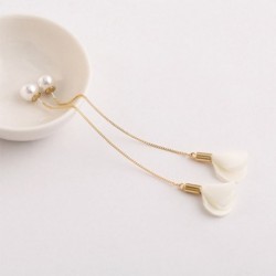 fehér - Újonnan női arany ezüstözött kristályvirág csepp hosszú fülbevaló lánc fülbevalók