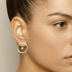 53-arany kristály gyöngy kör Ea ... - Divat Boho kerek fülbevalók női fém geometriai gyöngy fülbevalók ékszerek