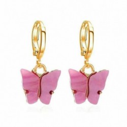 Lila fülbevaló - Női pillangó akril fülbevalók nyaklánc készlet csepp dangle fül karika ékszer ajándékok